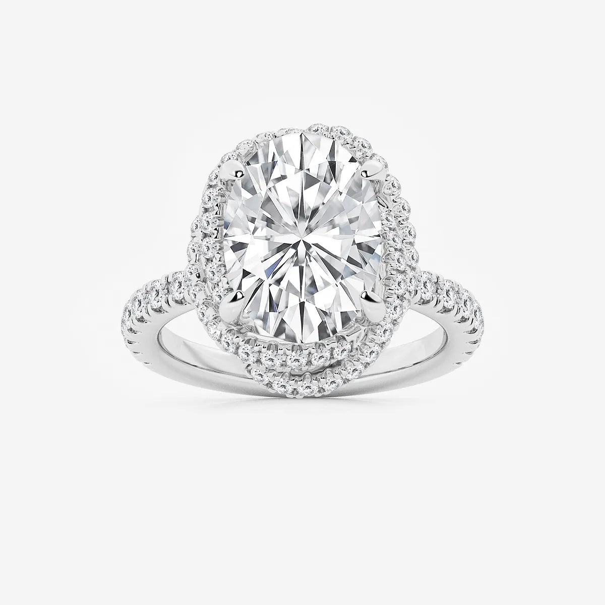 Round Cut Lab-Grown Diamond Braided Halo Engagement Ring with Micro Pavé Shank