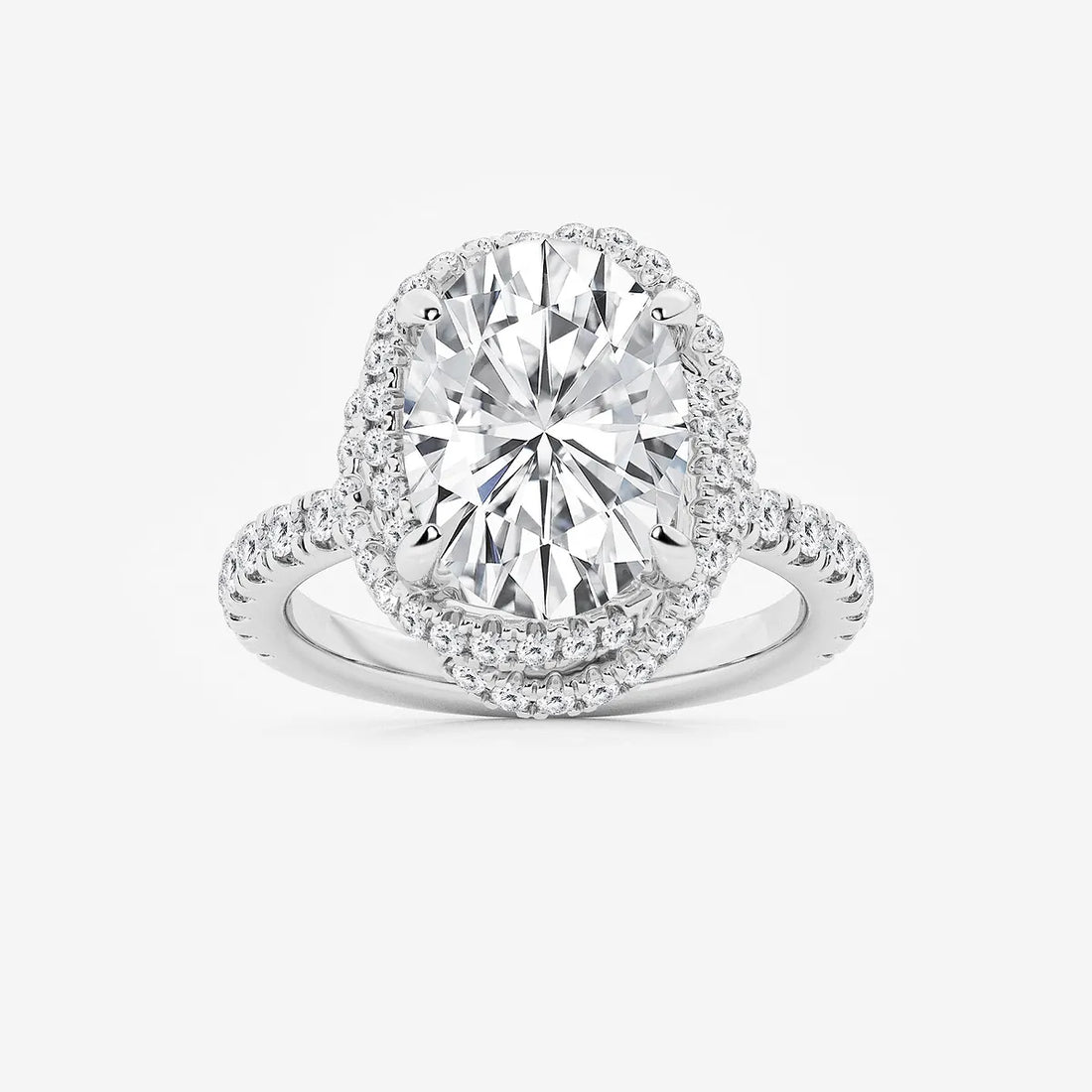 Round Cut Lab-Grown Diamond Braided Halo Engagement Ring with Micro Pavé Shank