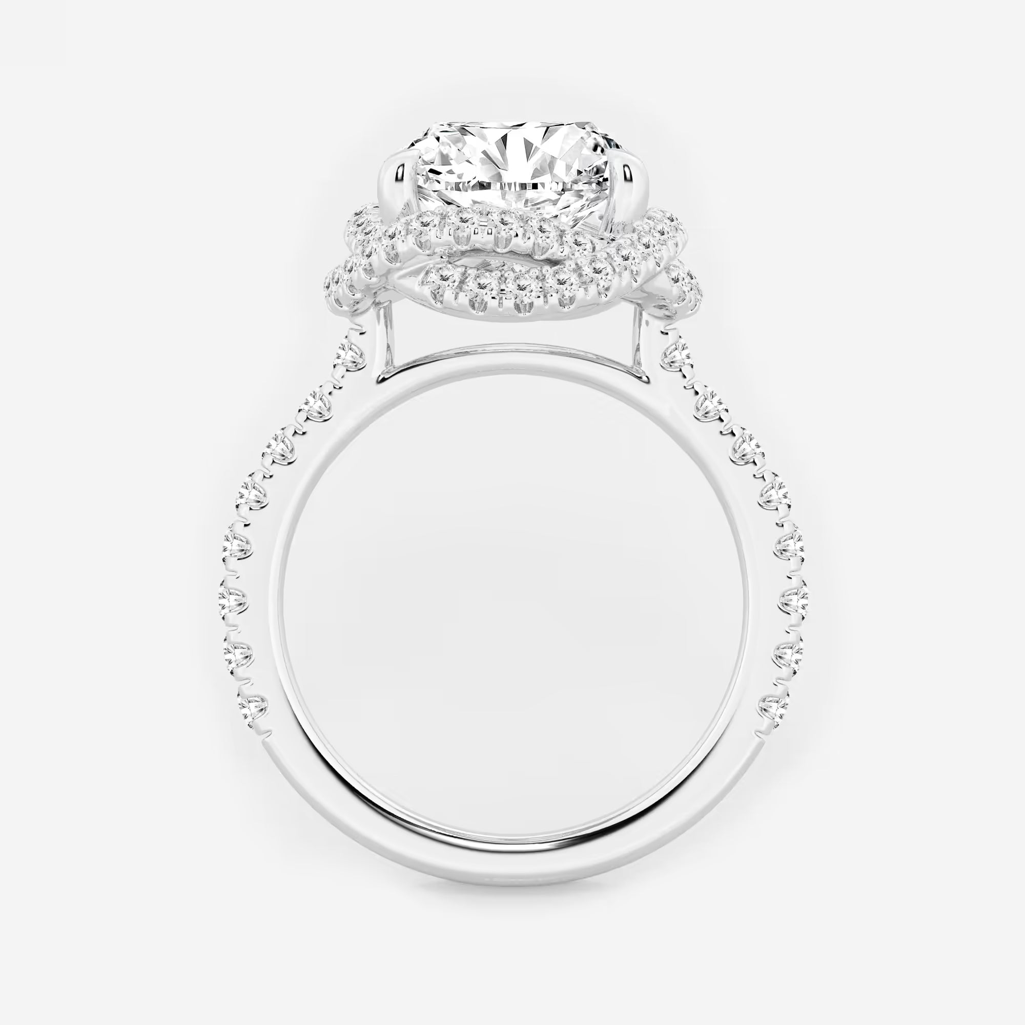 Round Cut Lab-Grown Diamond Braided Halo Engagement Ring with Micro Pavé Shank