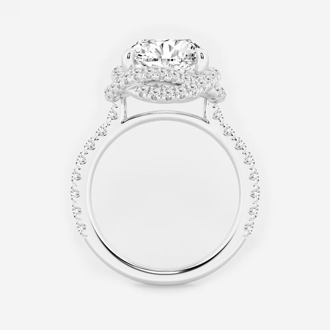 Round Cut Lab-Grown Diamond Braided Halo Engagement Ring with Micro Pavé Shank