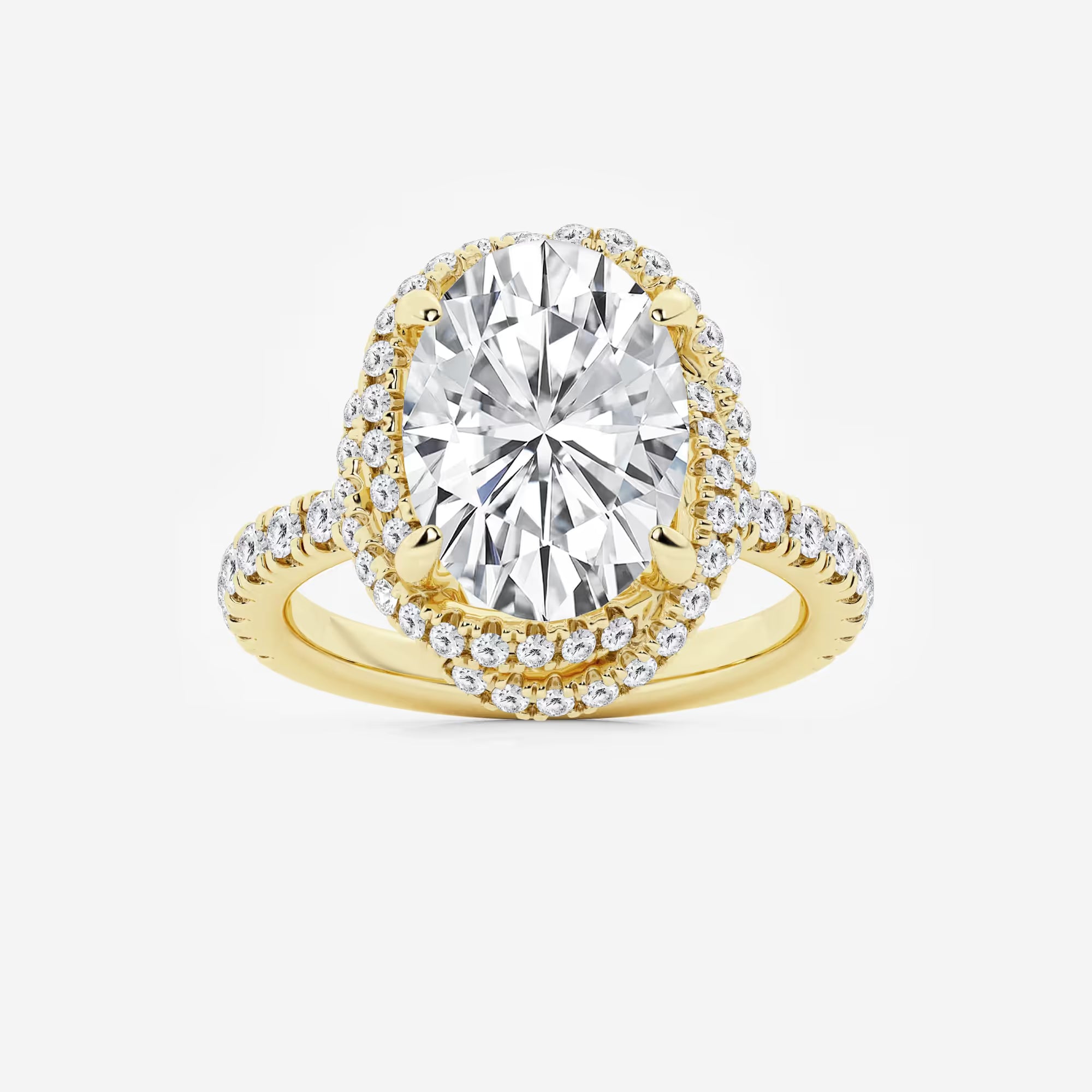 Round Cut Lab-Grown Diamond Braided Halo Engagement Ring with Micro Pavé Shank