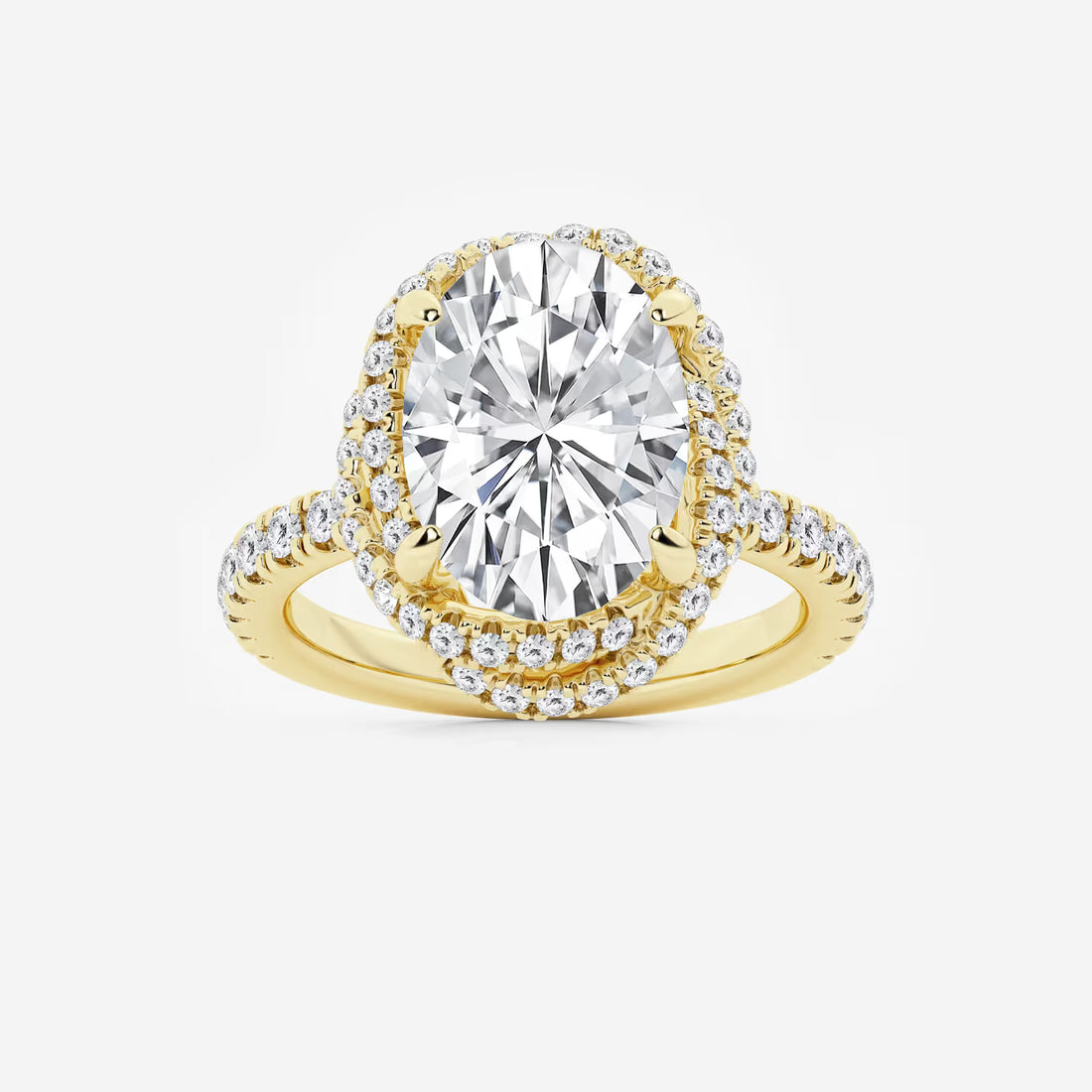 Round Cut Lab-Grown Diamond Braided Halo Engagement Ring with Micro Pavé Shank