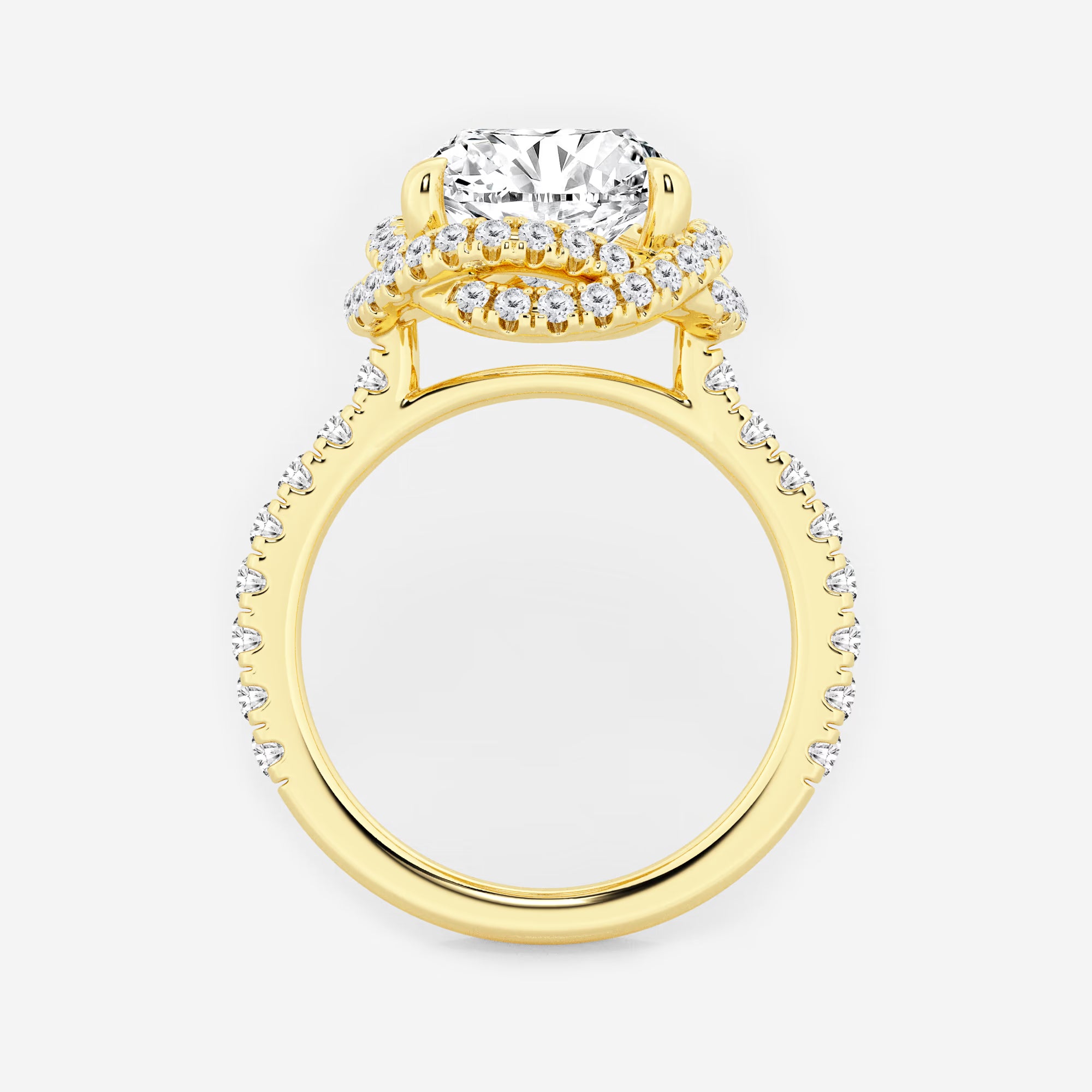 Round Cut Lab-Grown Diamond Braided Halo Engagement Ring with Micro Pavé Shank