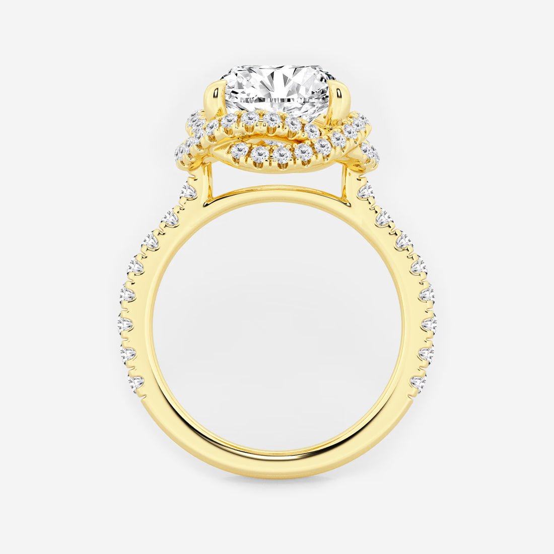 Round Cut Lab-Grown Diamond Braided Halo Engagement Ring with Micro Pavé Shank