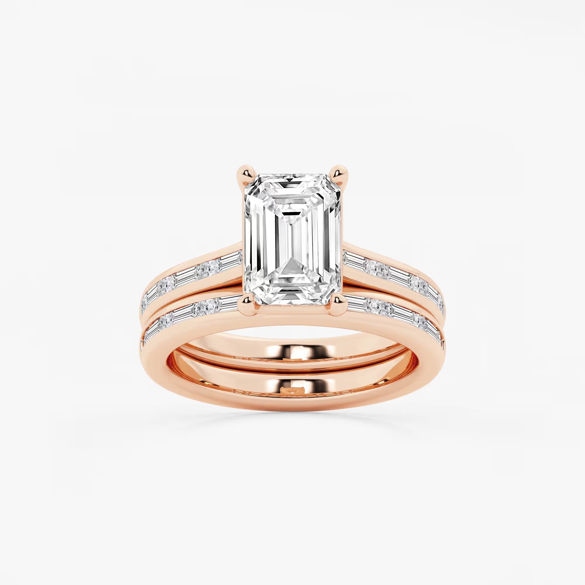 Emerald Cut Solitaire Bridal Ring Set