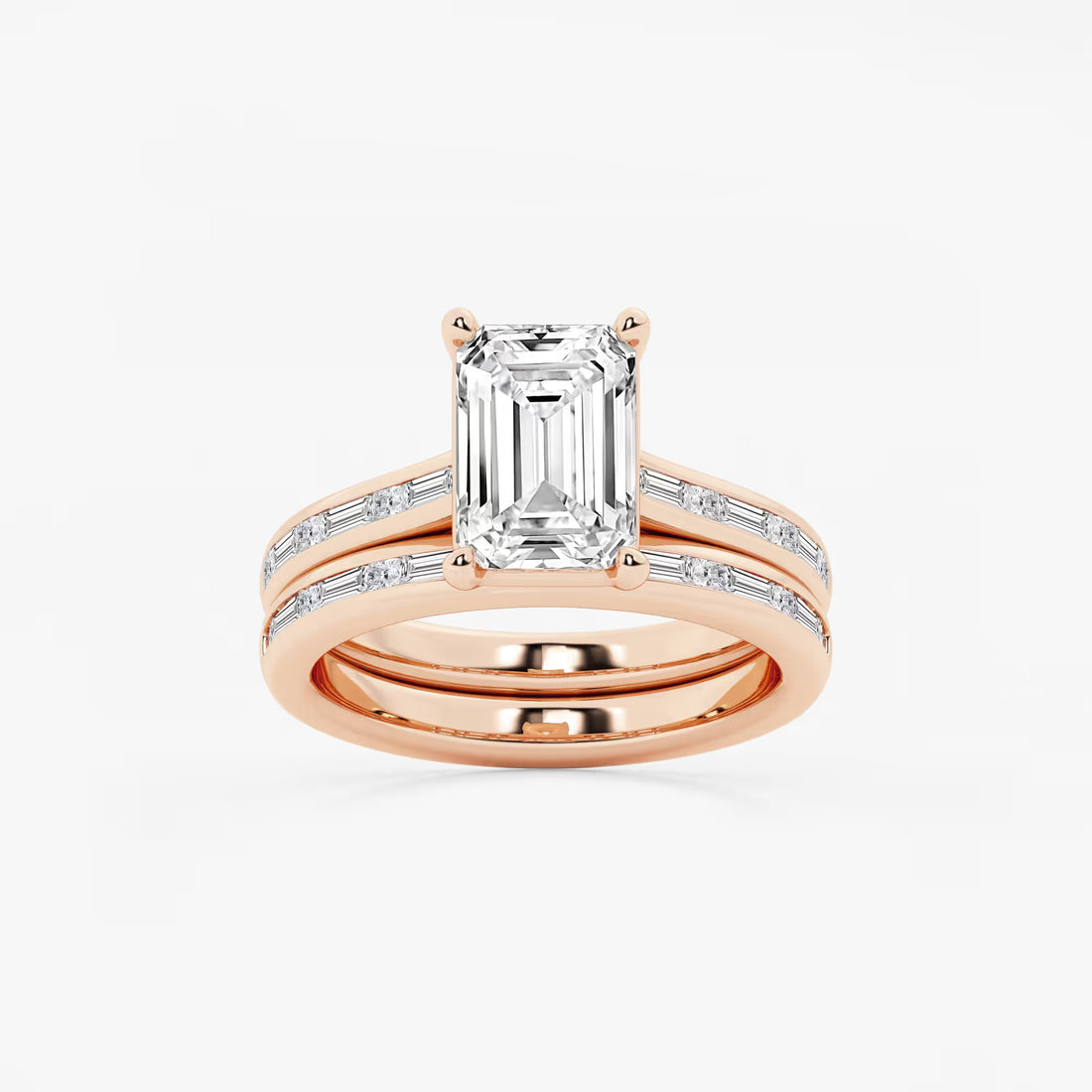 Emerald Cut Solitaire Bridal Ring Set