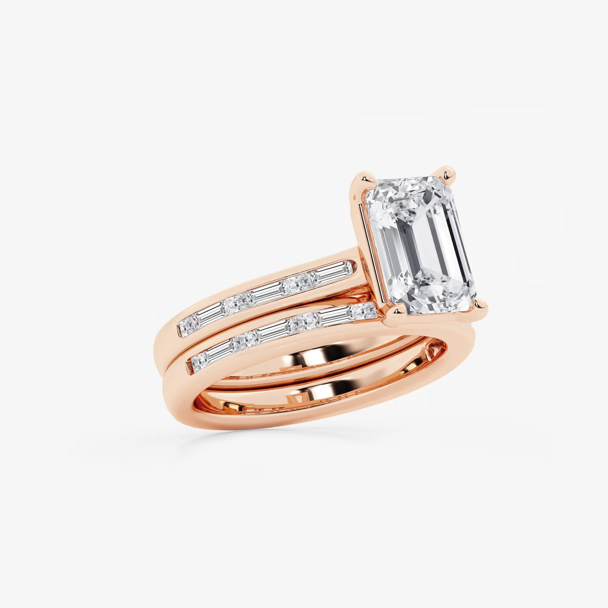 Emerald Cut Solitaire Bridal Ring Set