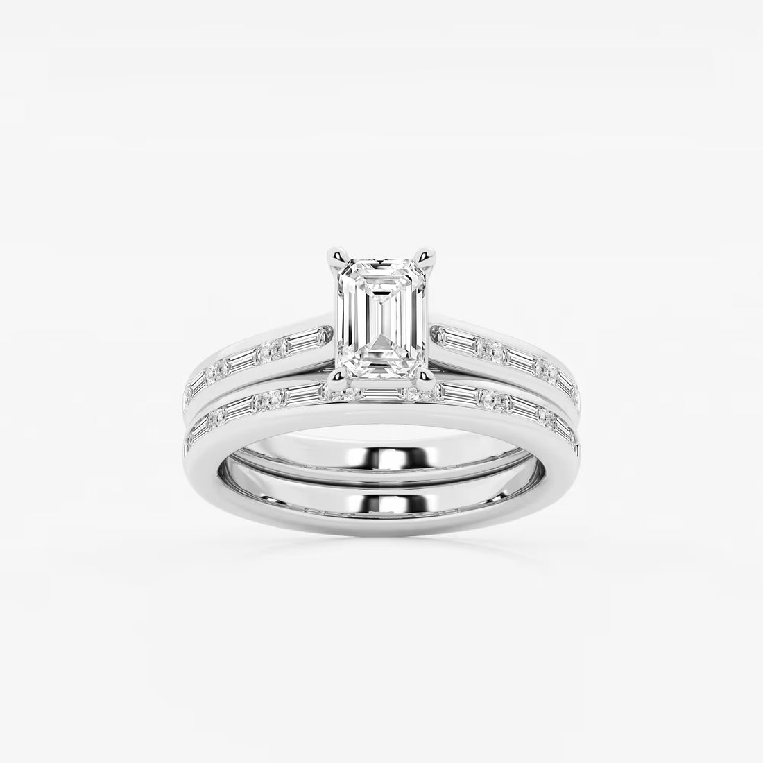 Emerald Cut Solitaire Bridal Ring Set