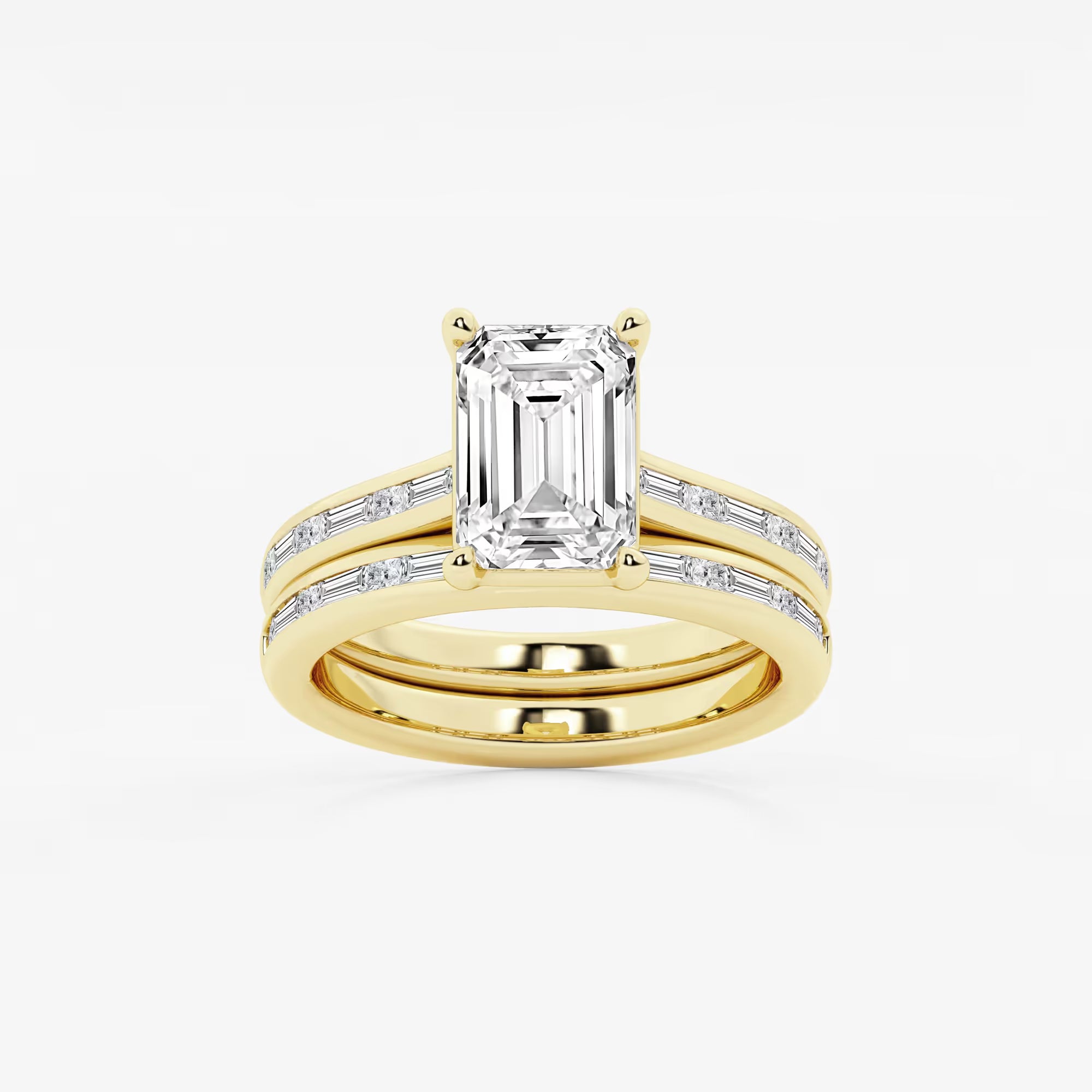 Emerald Cut Solitaire Bridal Ring Set