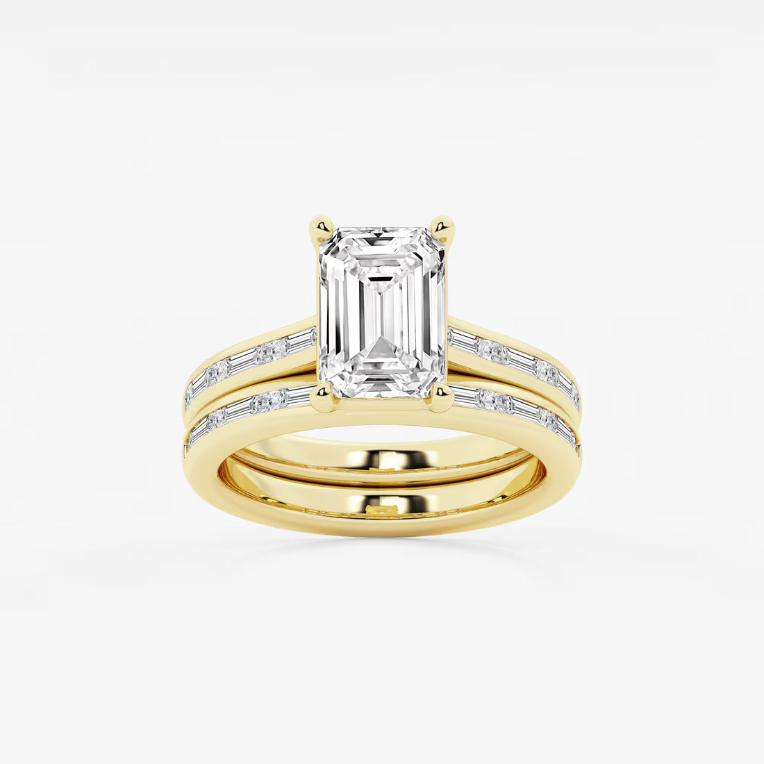 Emerald Cut Solitaire Bridal Ring Set
