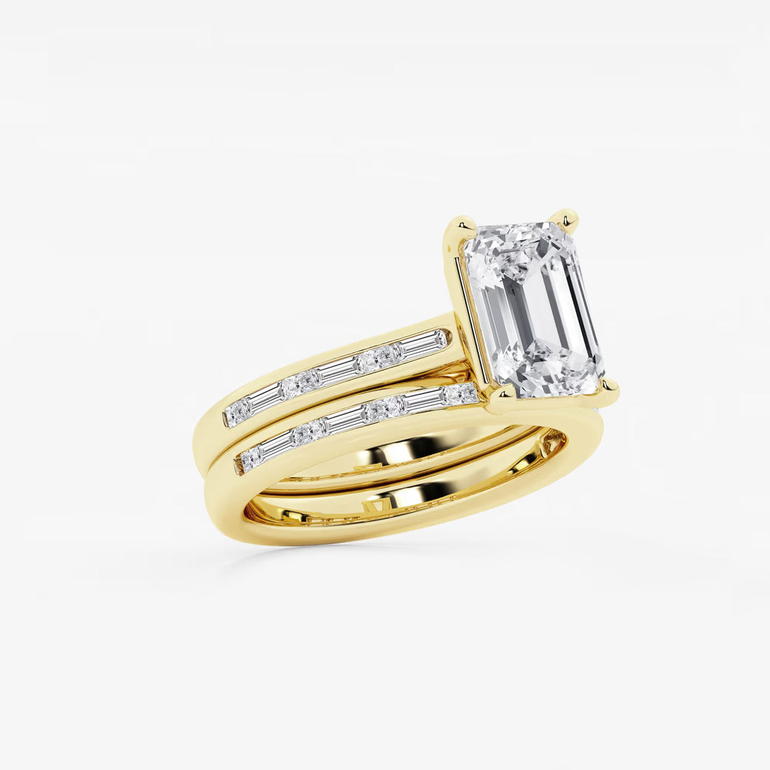 Emerald Cut Solitaire Bridal Ring Set