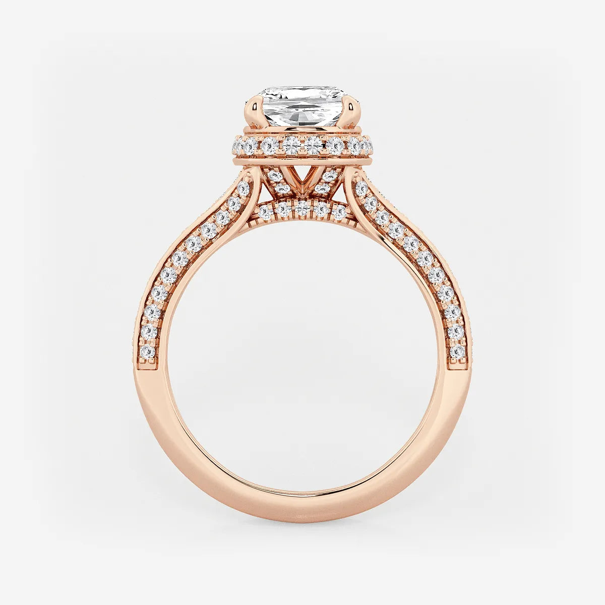 Cushion Lab-Grown Diamond Channel Band Halo Bridal Set