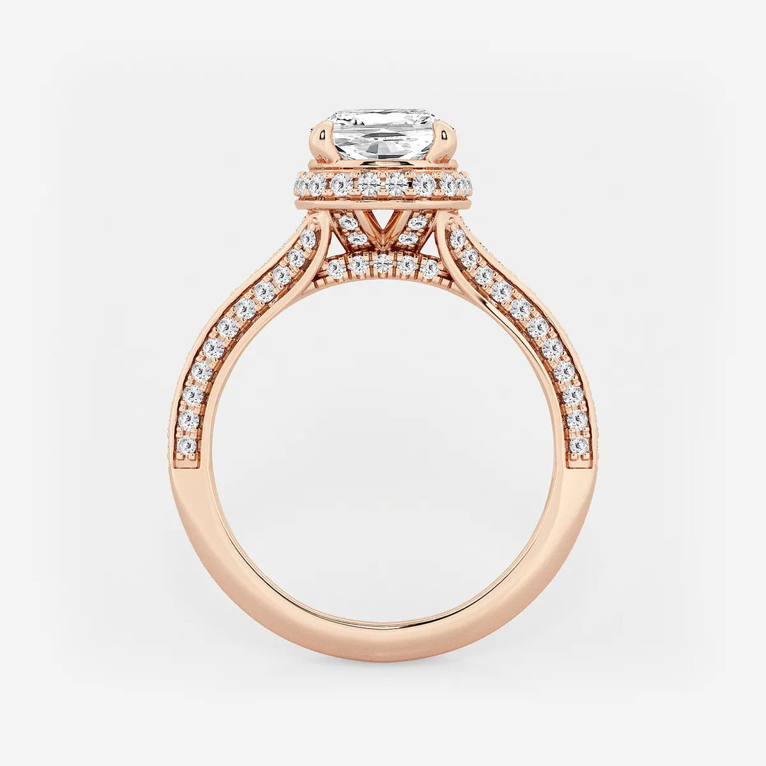 Cushion Lab-Grown Diamond Channel Band Halo Bridal Set