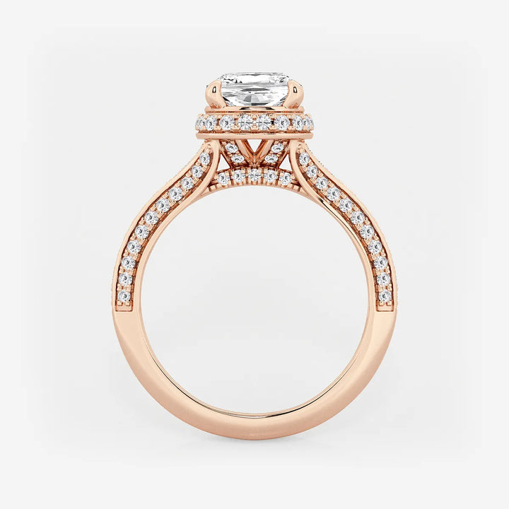 Cushion Lab-Grown Diamond Channel Band Halo Bridal Set