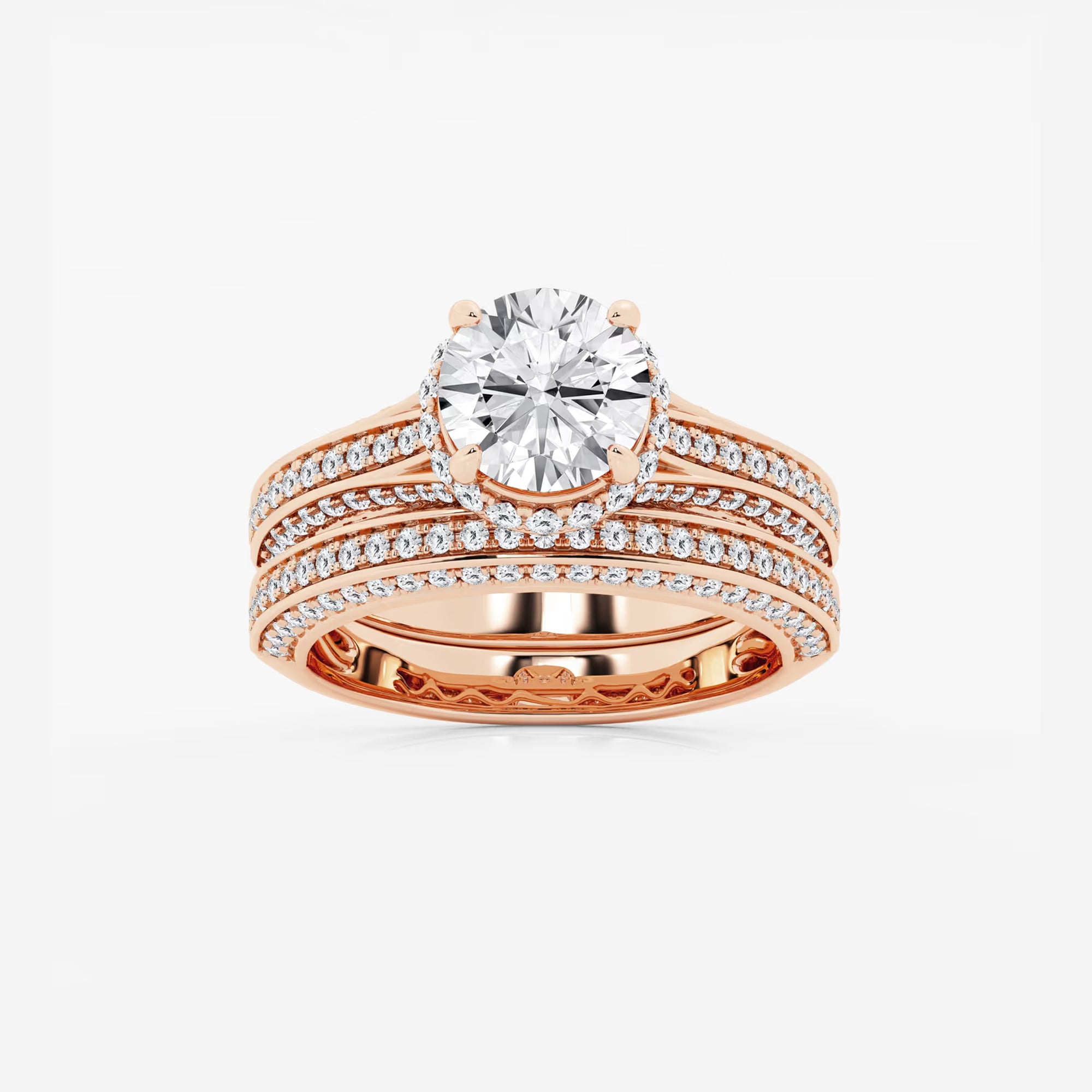 Aurielle Oval Lab Grown Diamond Channel Band Halo Bridal Set