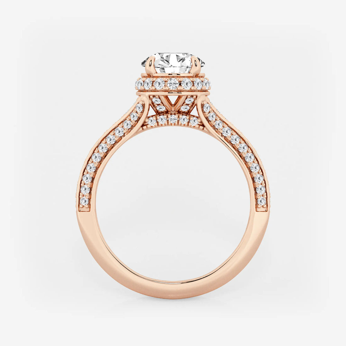 Aurielle Oval Lab Grown Diamond Channel Band Halo Bridal Set