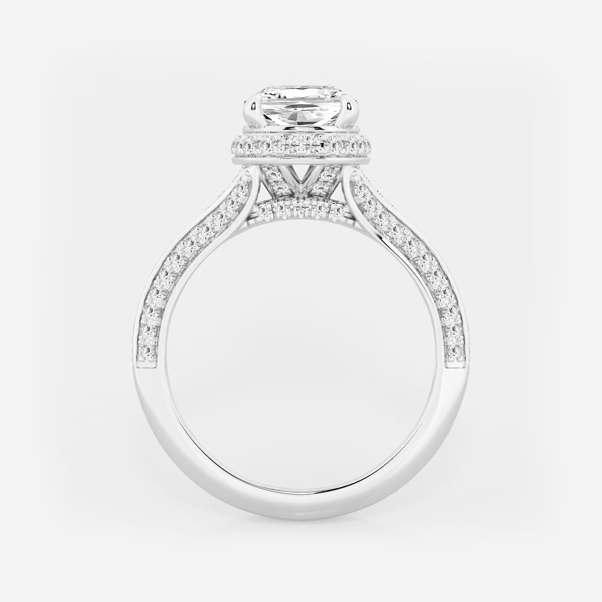 Cushion Lab-Grown Diamond Channel Band Halo Bridal Set