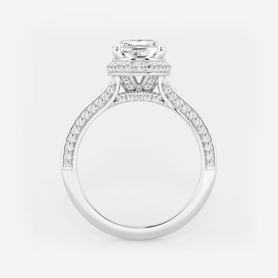 Cushion Lab-Grown Diamond Channel Band Halo Bridal Set