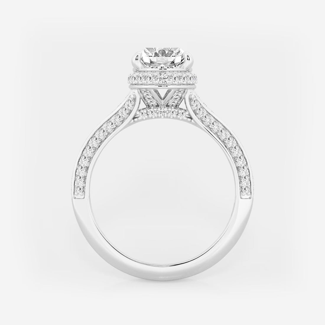 Aurielle Oval Lab Grown Diamond Channel Band Halo Bridal Set