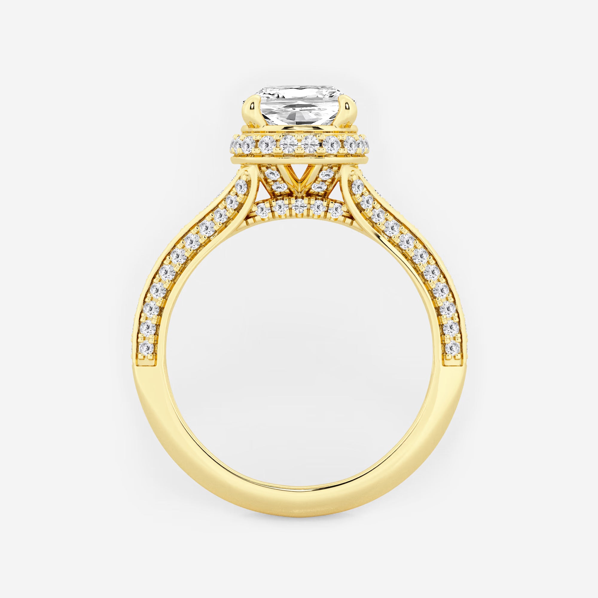 Cushion Lab-Grown Diamond Channel Band Halo Bridal Set