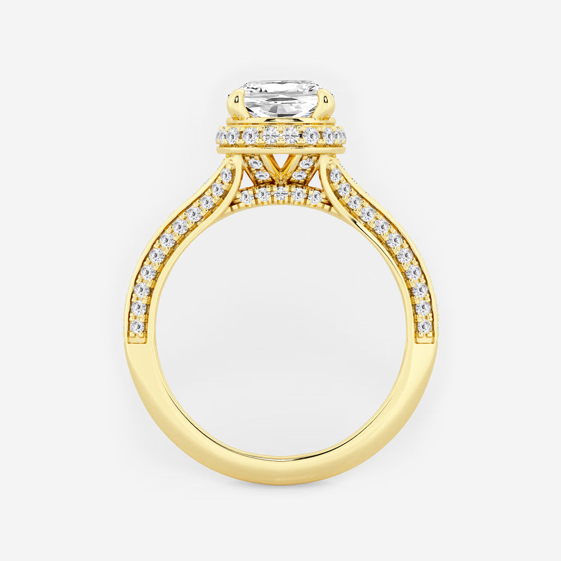 Cushion Lab-Grown Diamond Channel Band Halo Bridal Set