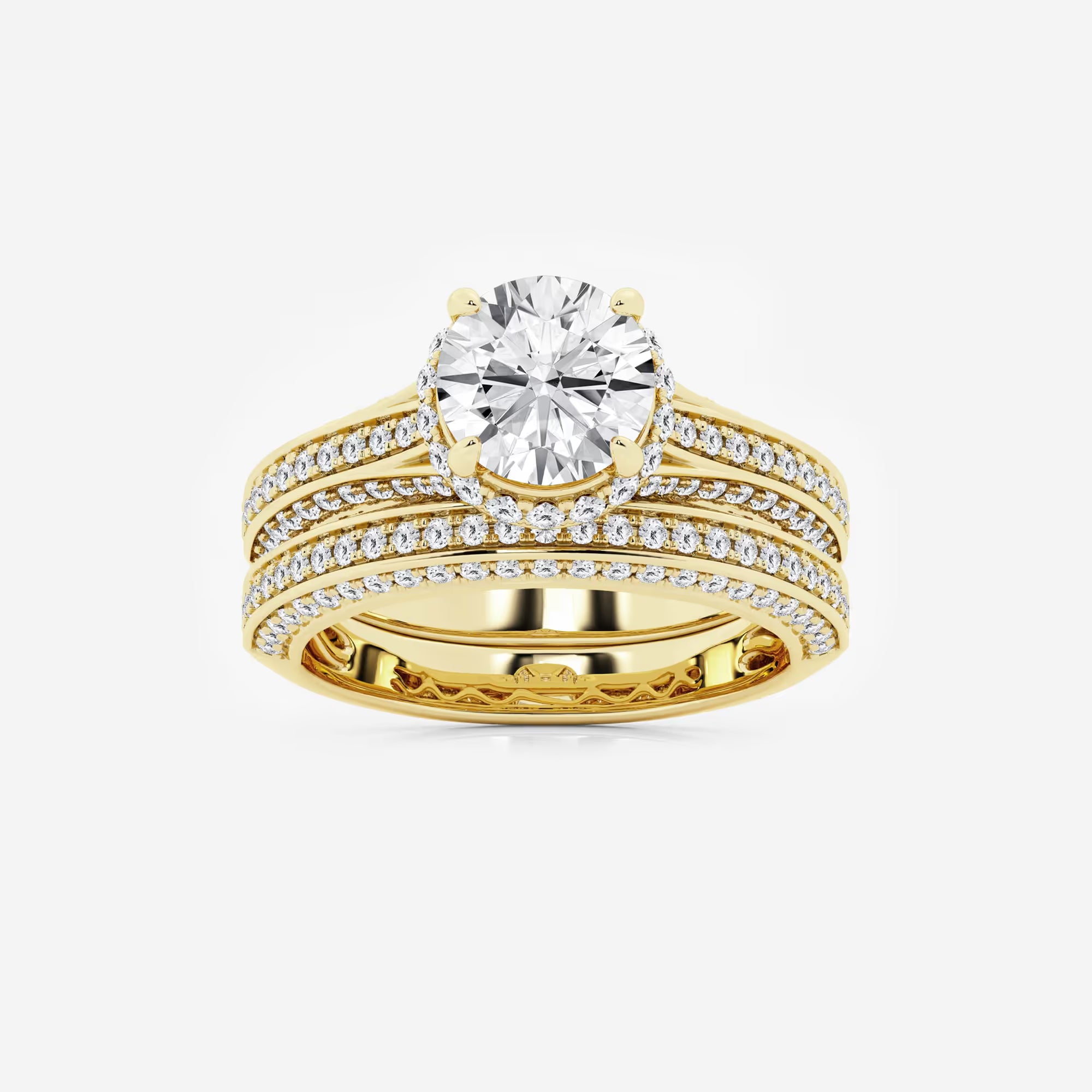 Aurielle Oval Lab Grown Diamond Channel Band Halo Bridal Set