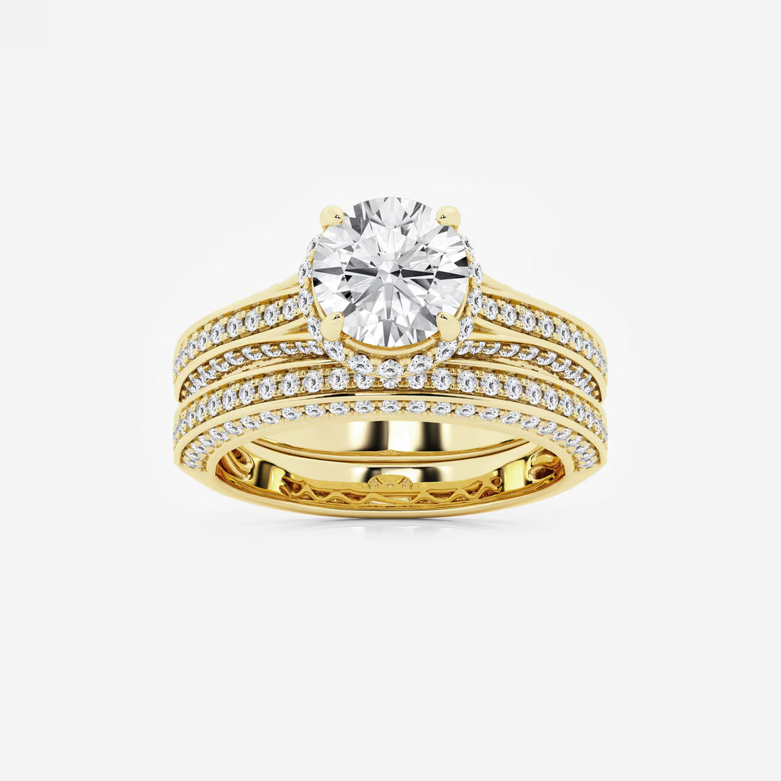 Aurielle Oval Lab Grown Diamond Channel Band Halo Bridal Set