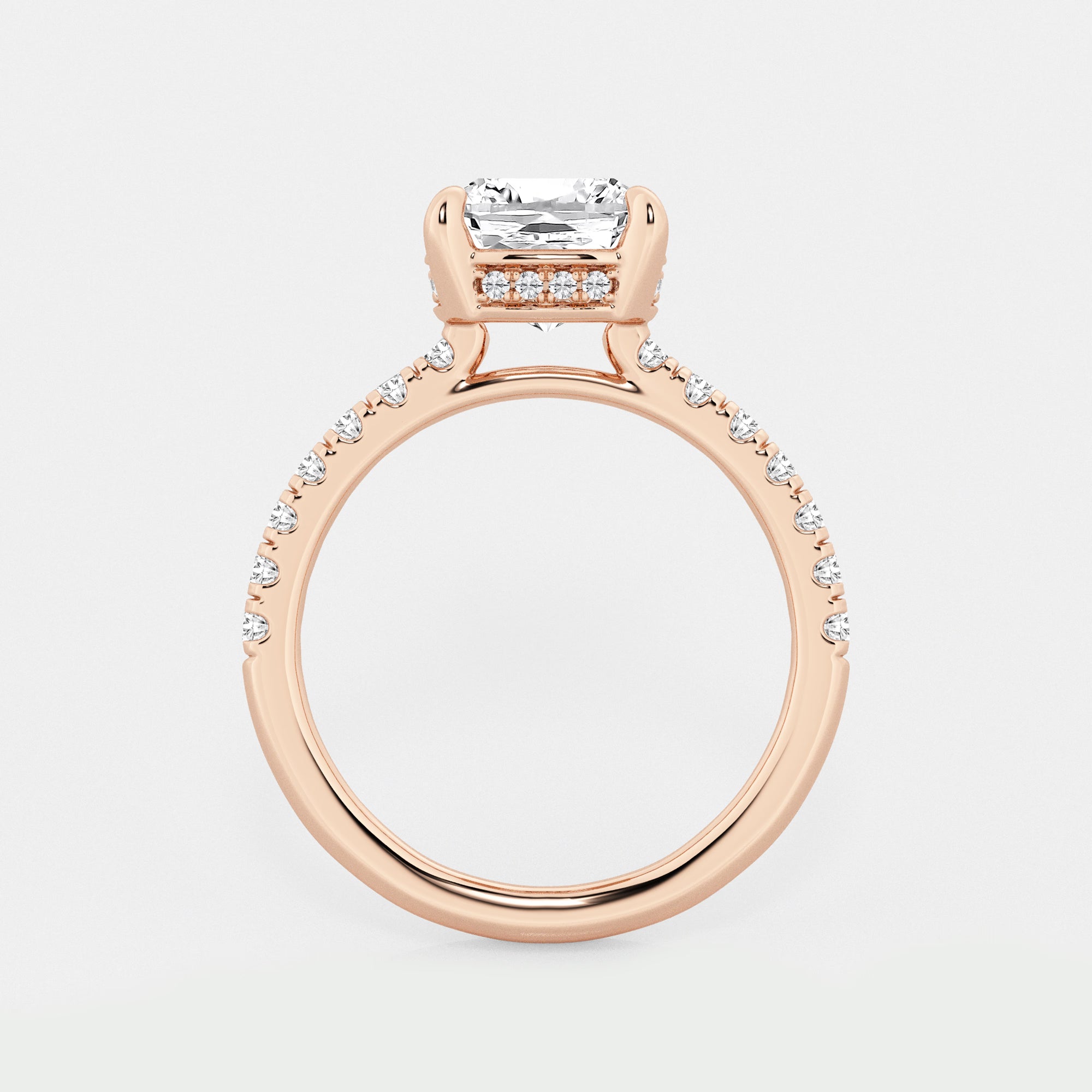 Cushion Lab Grown Diamond Hidden Halo Bridal Set
