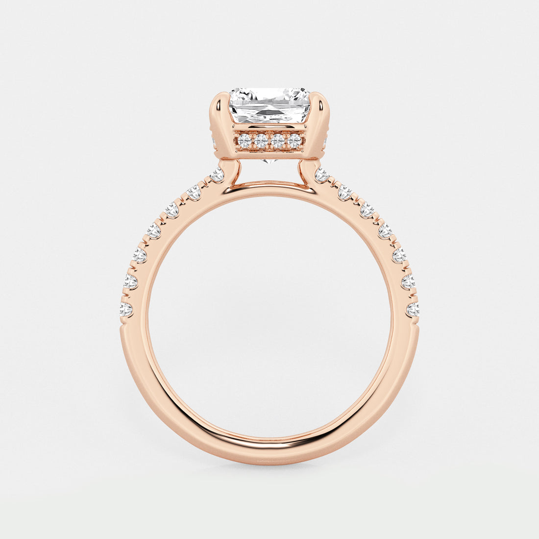 Cushion Lab Grown Diamond Hidden Halo Bridal Set
