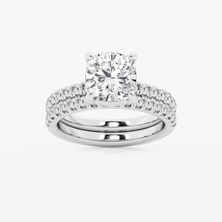 Cushion Lab Grown Diamond Hidden Halo Bridal Set