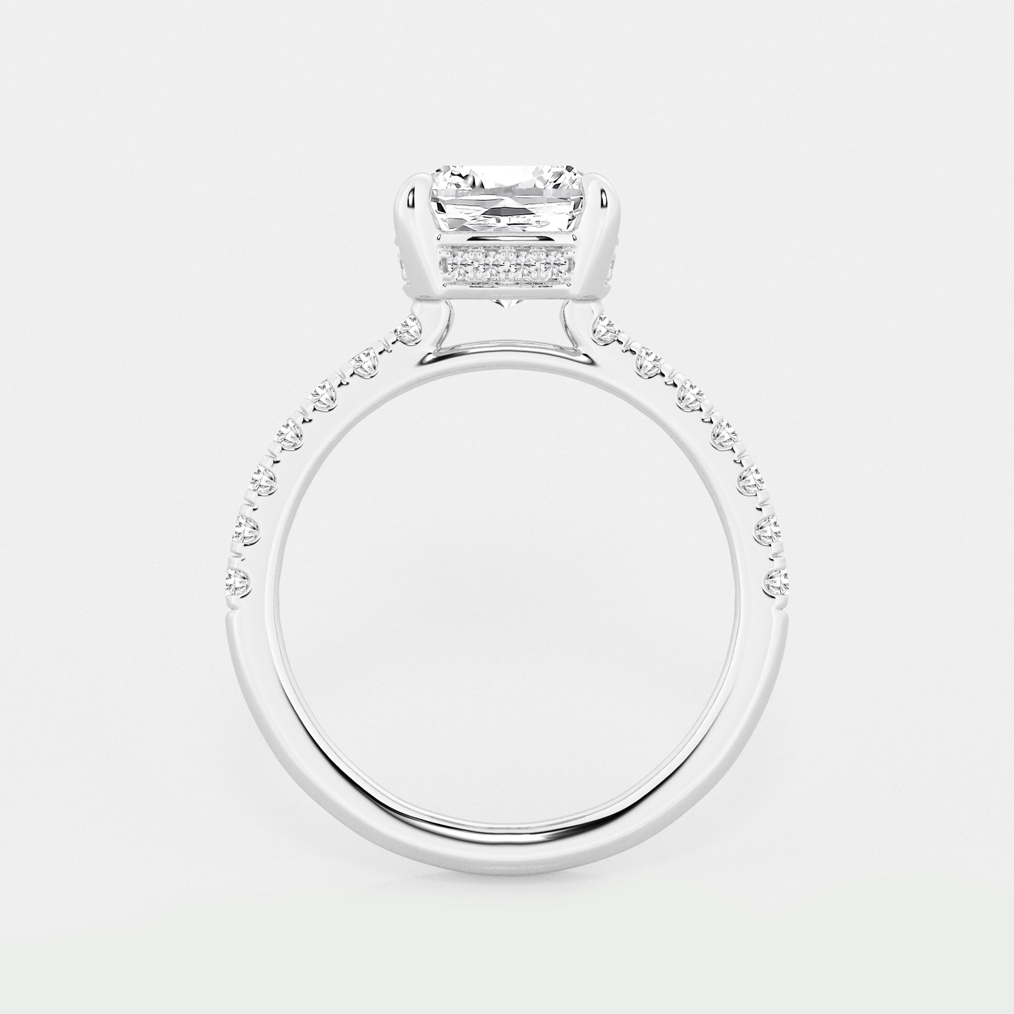 Cushion Lab Grown Diamond Hidden Halo Bridal Set