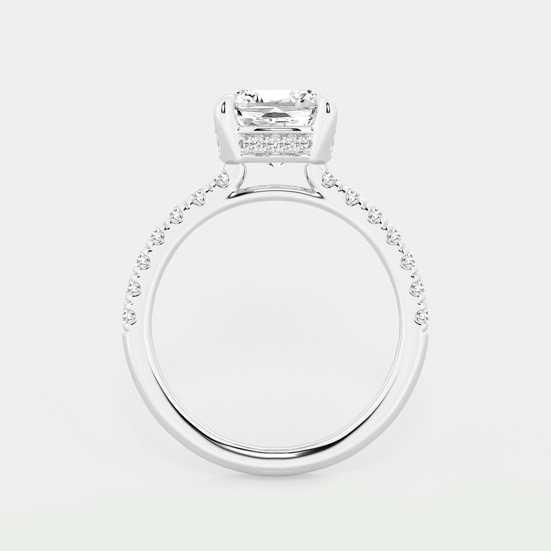 Cushion Lab Grown Diamond Hidden Halo Bridal Set