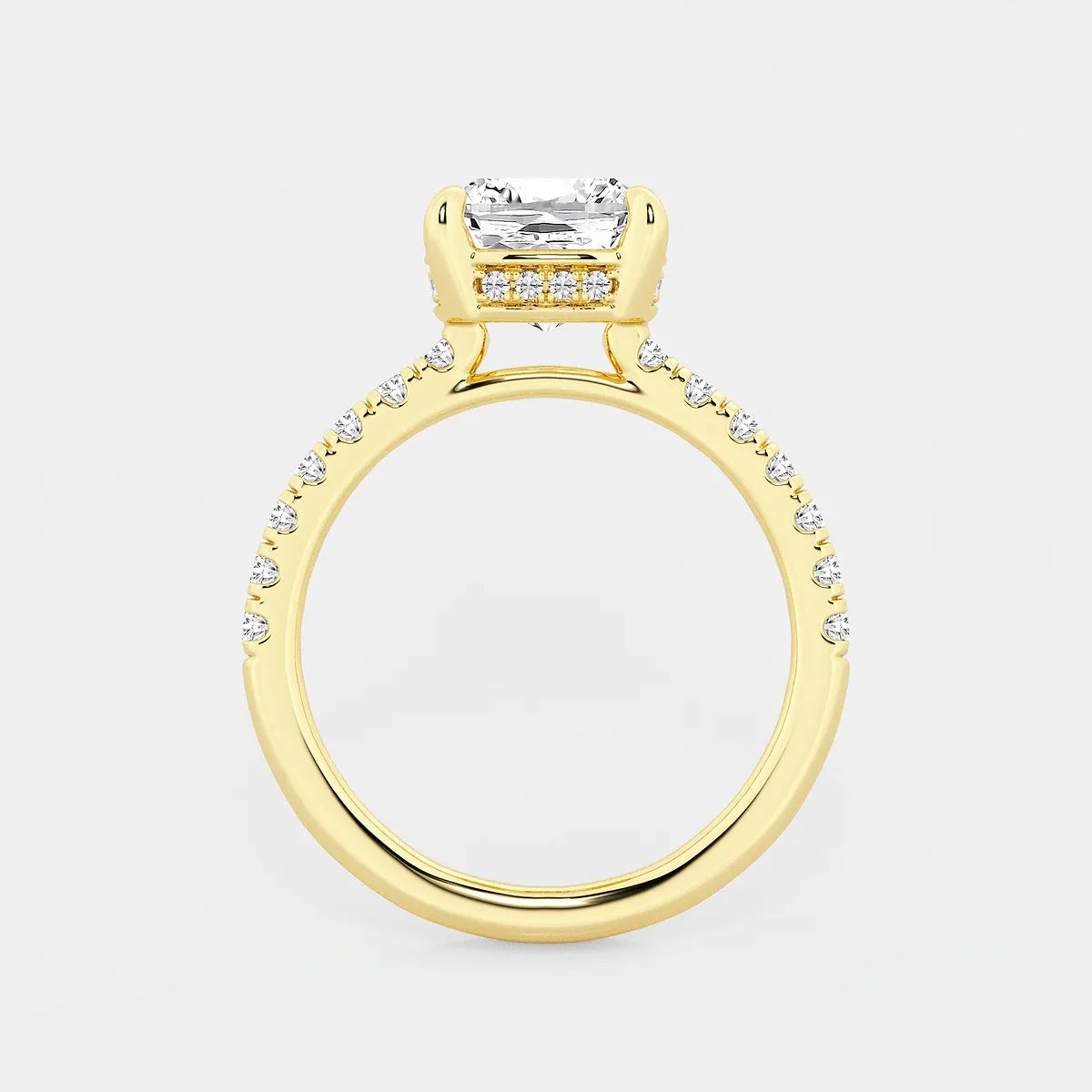 Cushion Lab Grown Diamond Hidden Halo Bridal Set