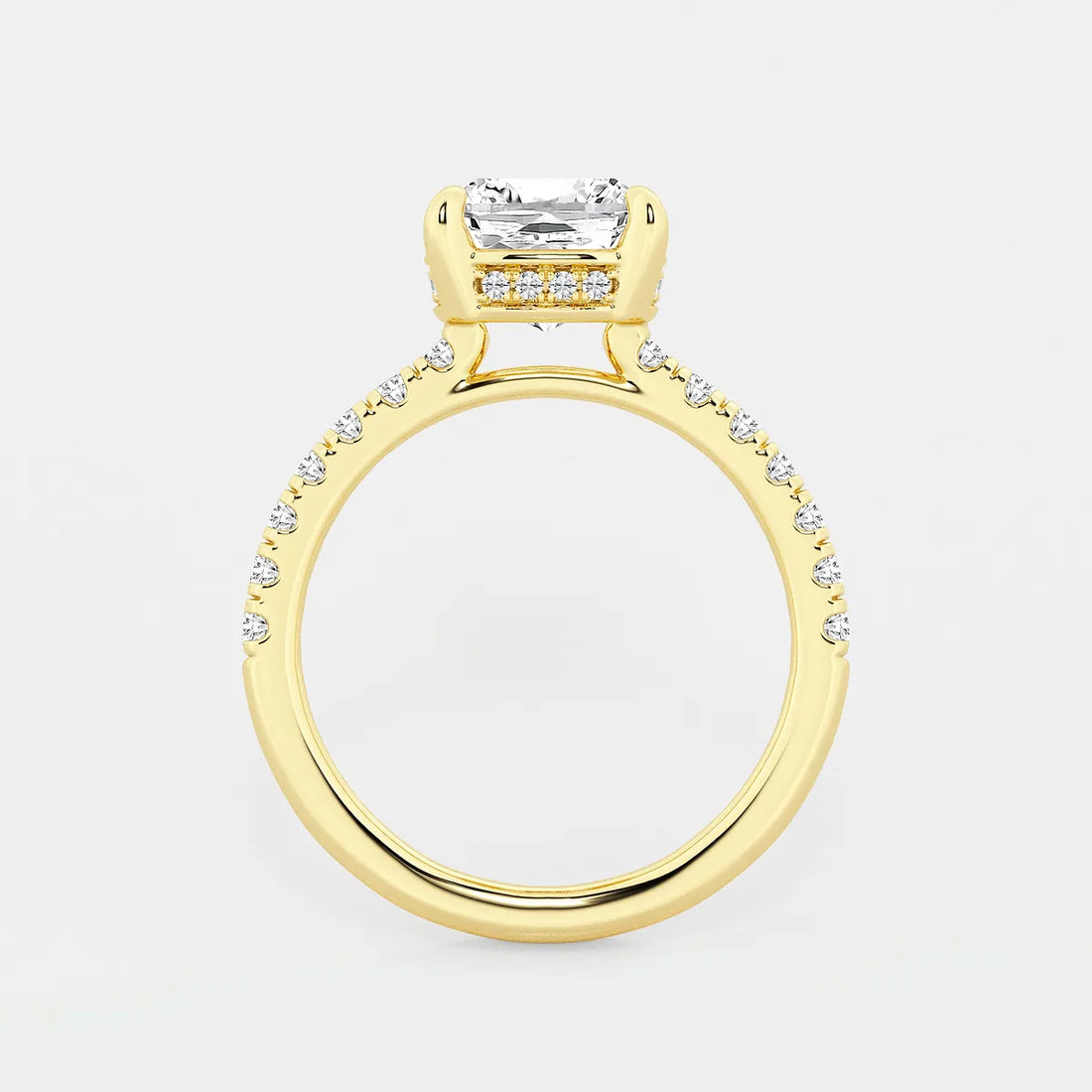 Cushion Lab Grown Diamond Hidden Halo Bridal Set