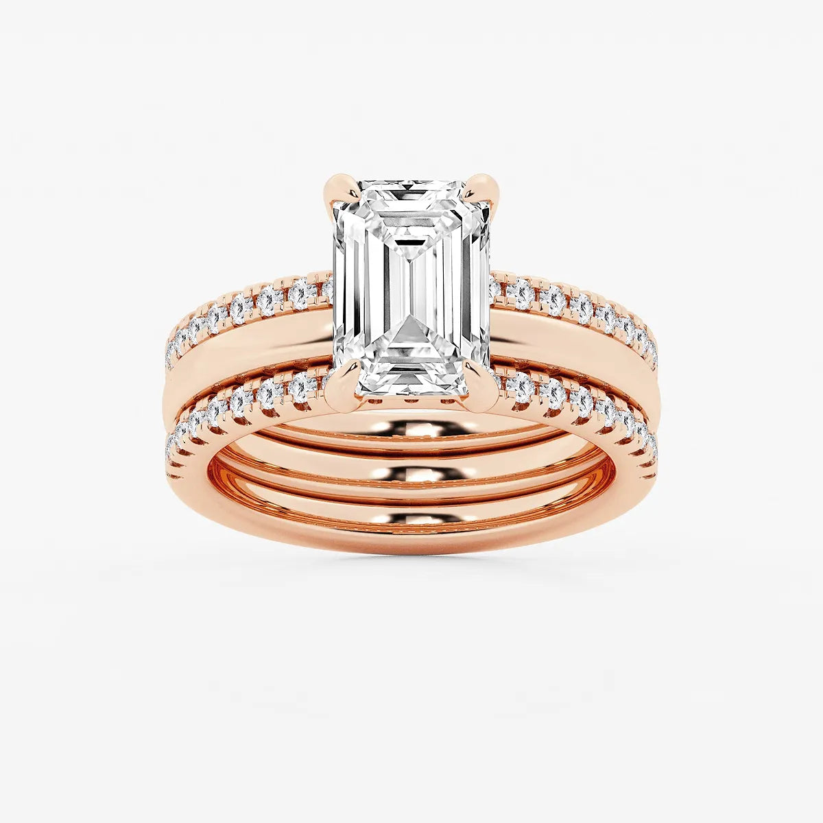 Emerald Cut Solitaire Bridal Ring Set