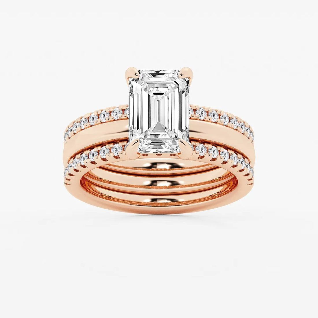 Emerald Cut Solitaire Bridal Ring Set
