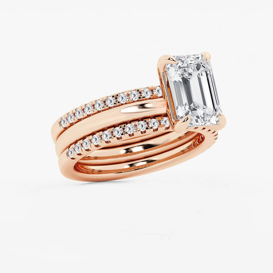 Emerald Cut Solitaire Bridal Ring Set