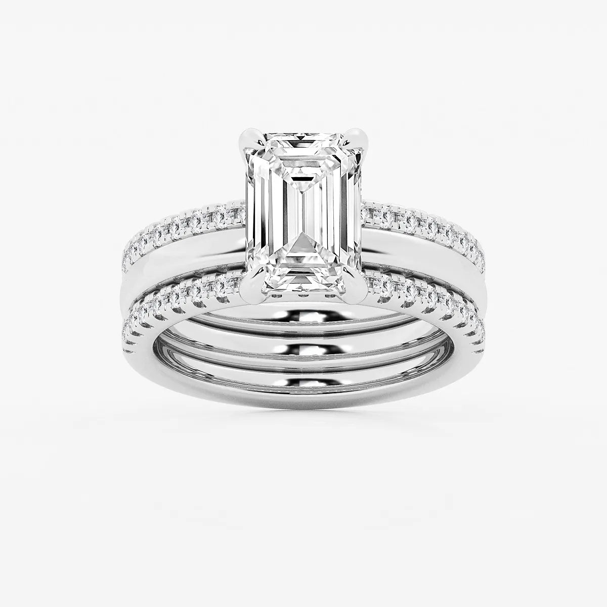 Emerald Cut Solitaire Bridal Ring Set