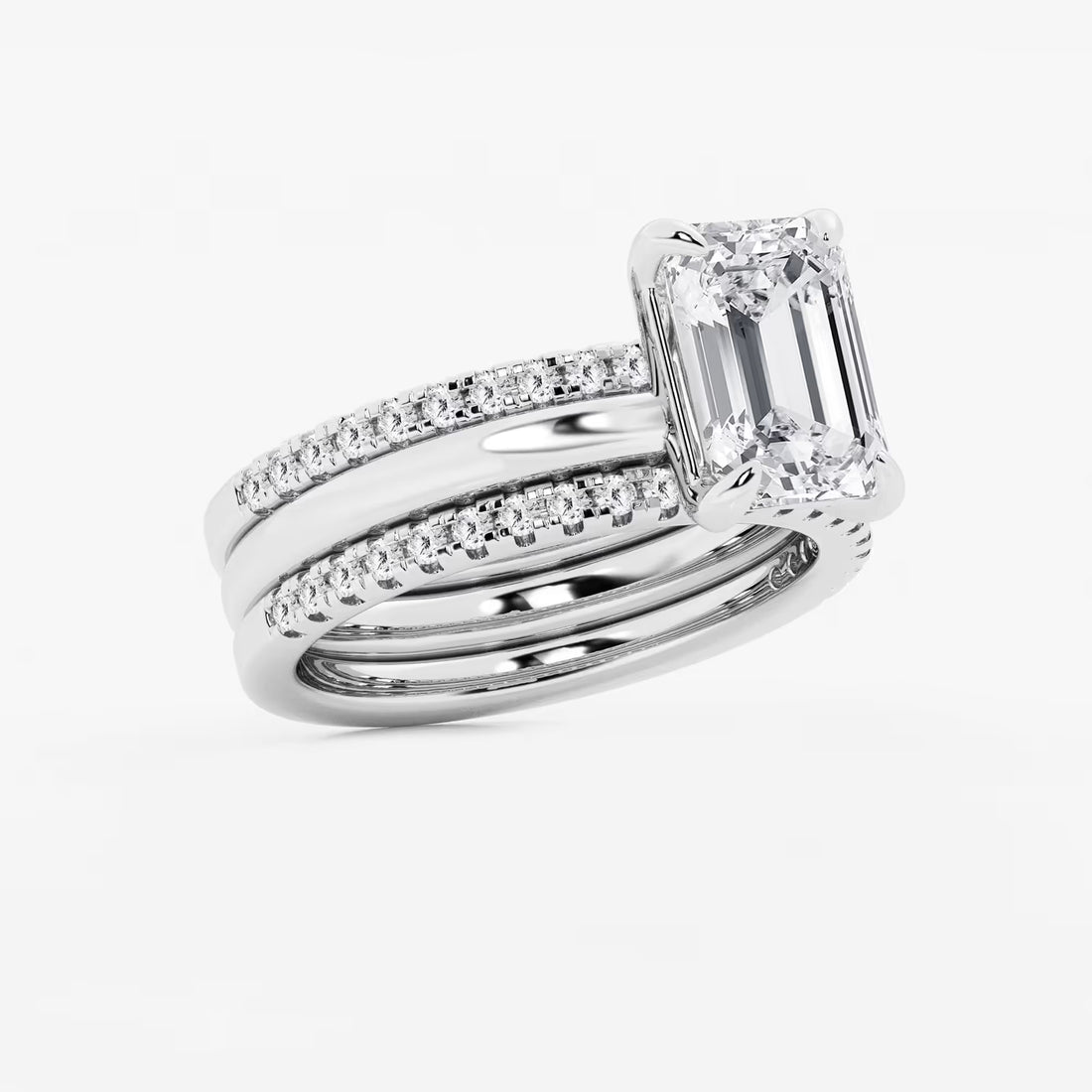 Emerald Cut Solitaire Bridal Ring Set