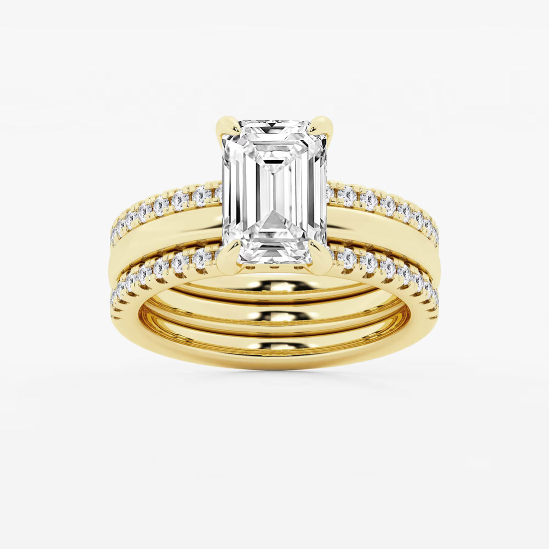 Emerald Cut Solitaire Bridal Ring Set
