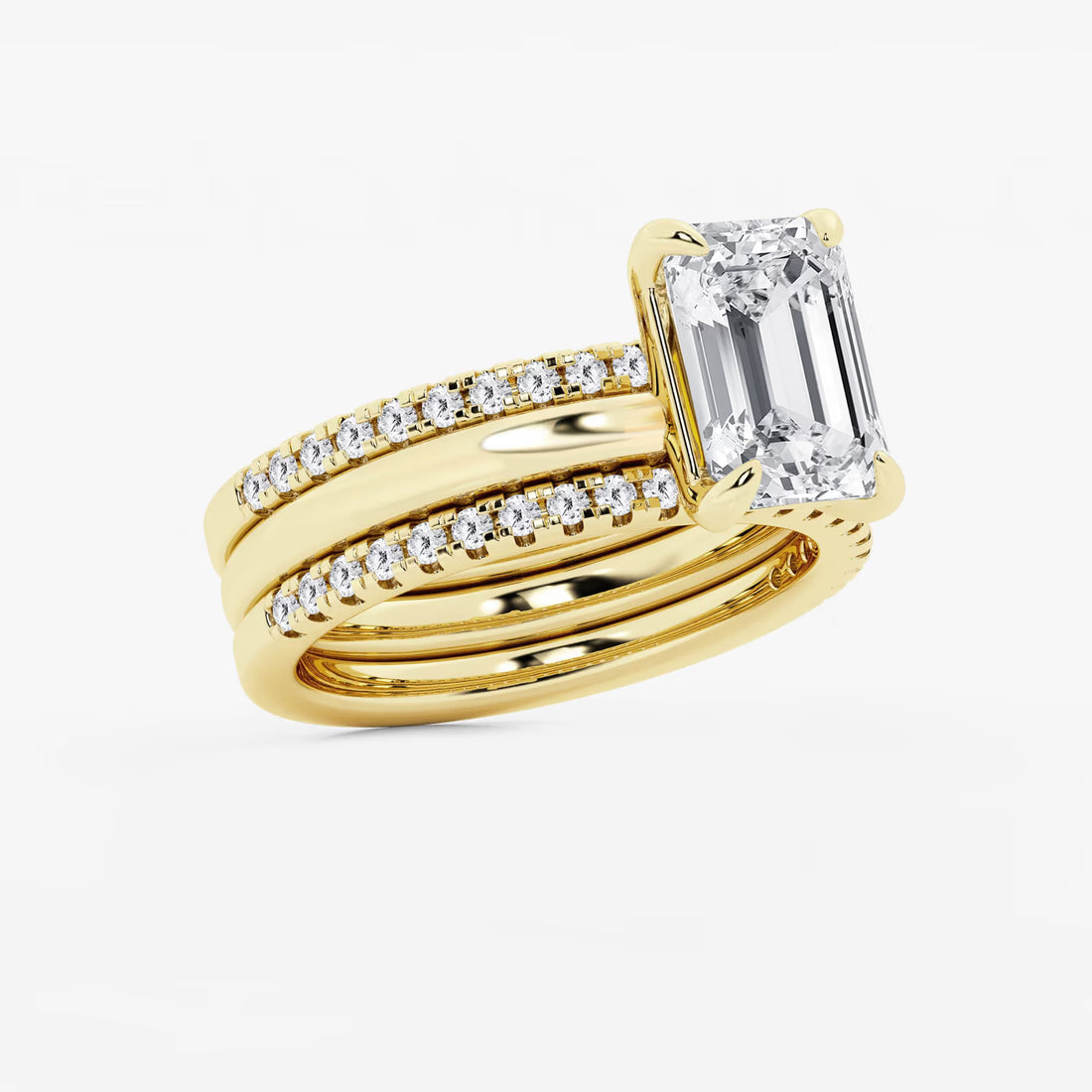 Emerald Cut Solitaire Bridal Ring Set