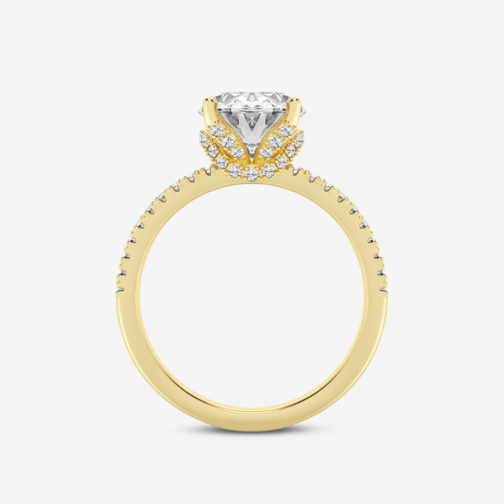 Oval Cut Lab-Grown Diamond Split Shank Engagement Ring | Hidden Halo Pave Band | IGI Certified