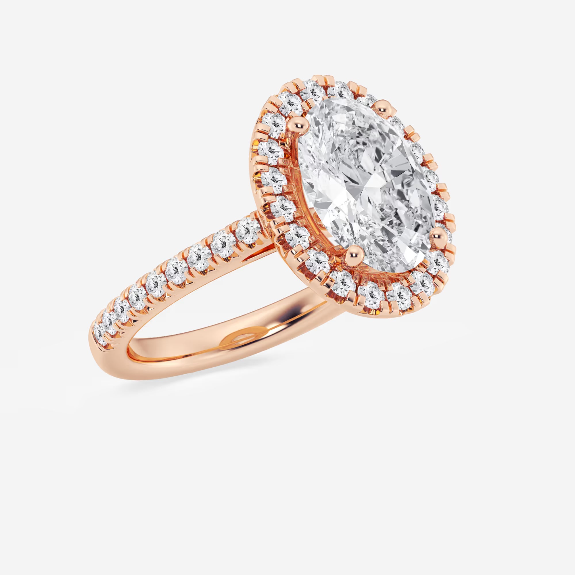 Oval Cut Lab-Grown Diamond Halo Engagement Ring