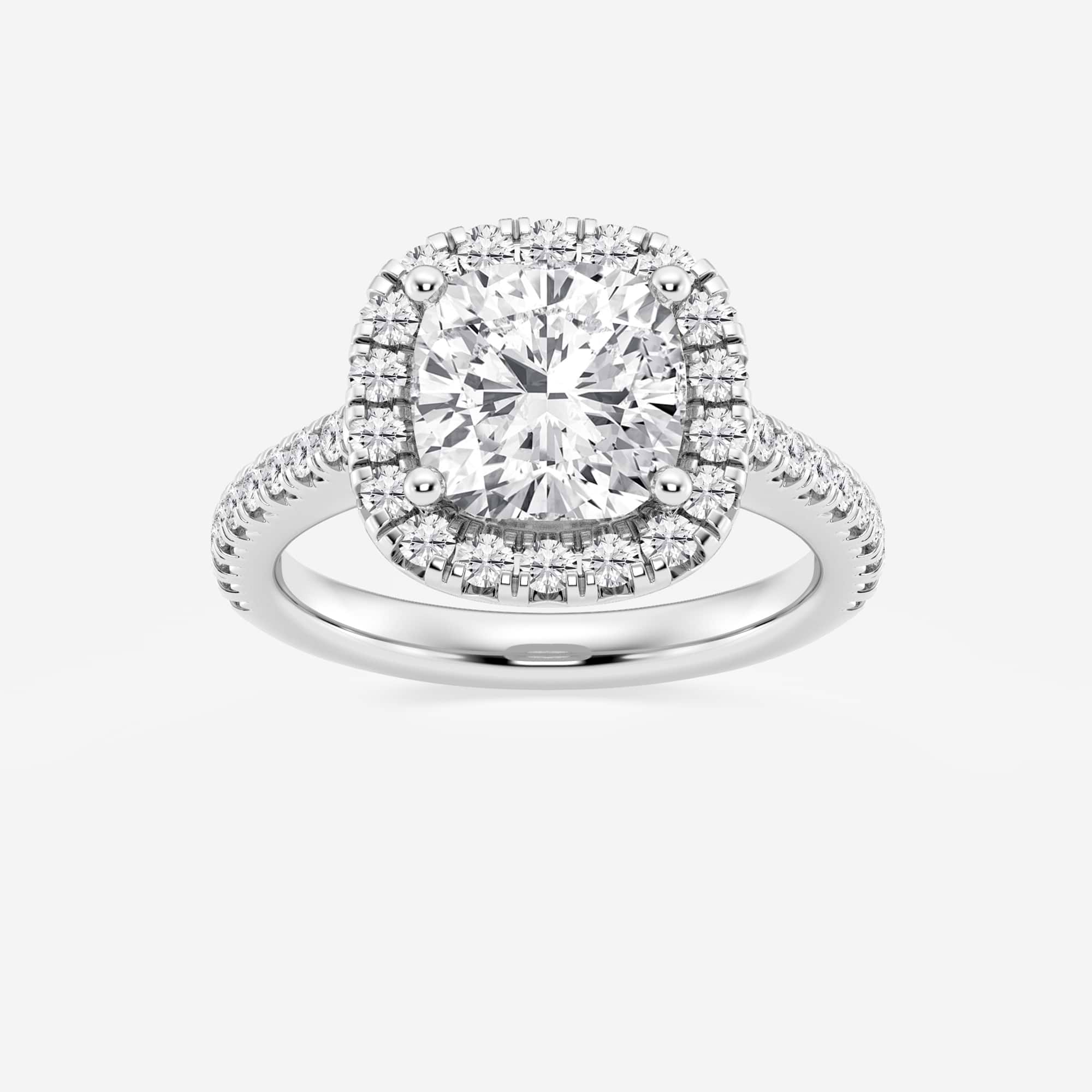 Cushion Lab Grown Diamond French Pavé Halo Engagement Ring