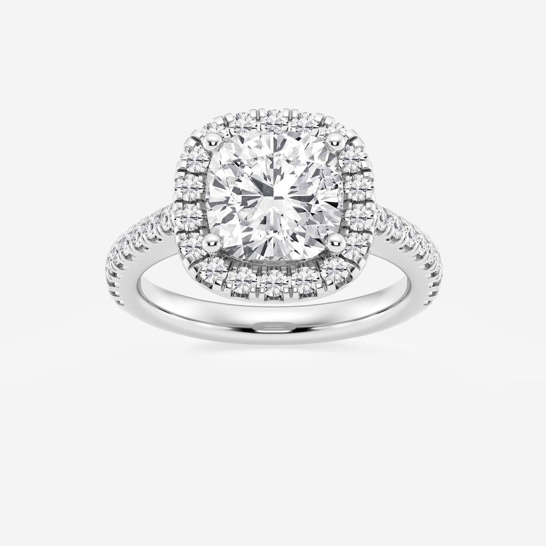 Cushion Lab Grown Diamond French Pavé Halo Engagement Ring