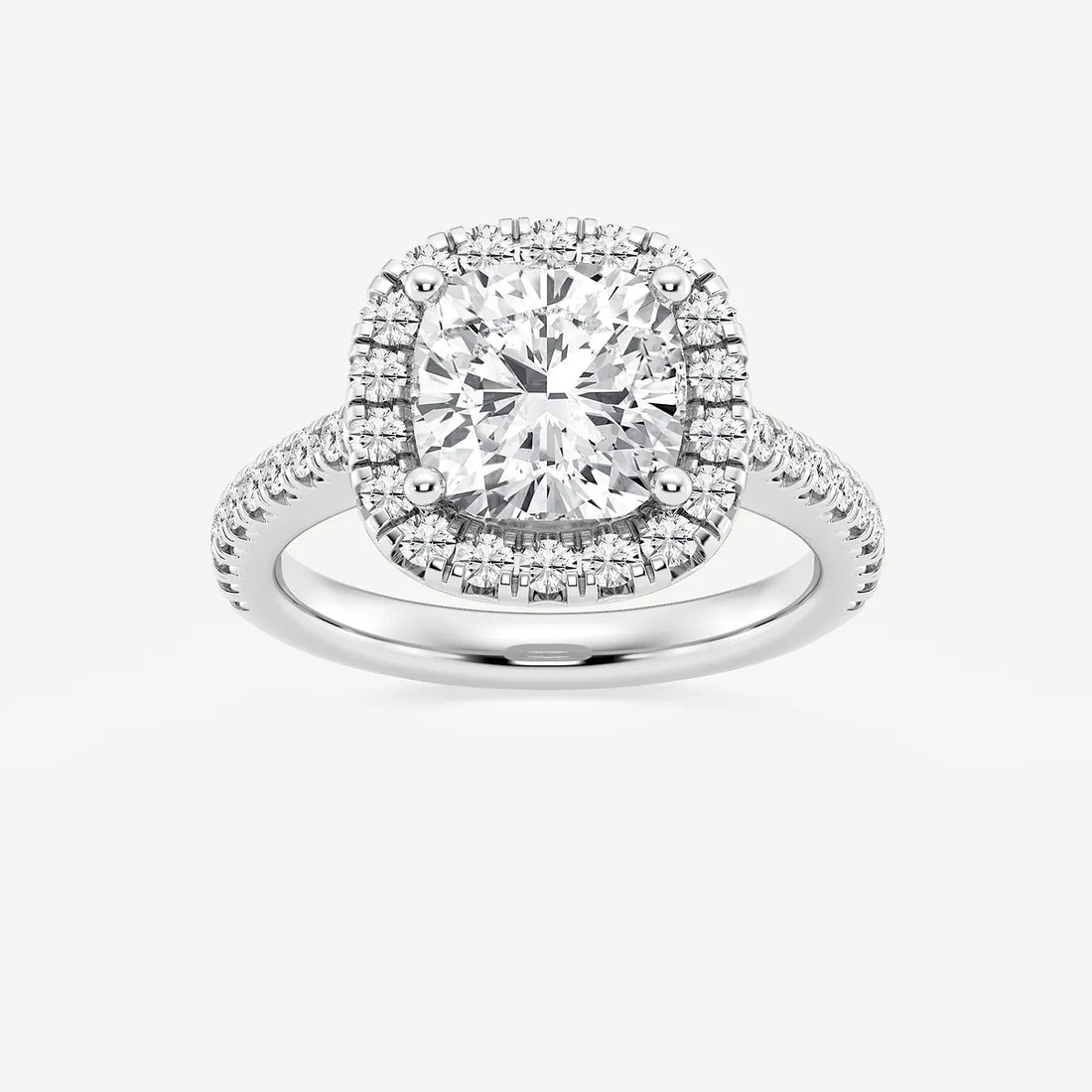 Cushion Lab Grown Diamond French Pavé Halo Engagement Ring