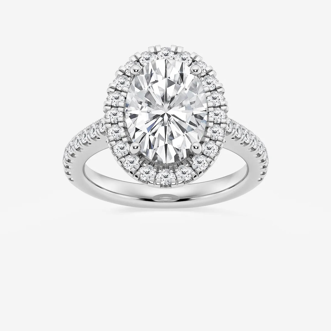 Oval Cut Lab-Grown Diamond Halo Engagement Ring