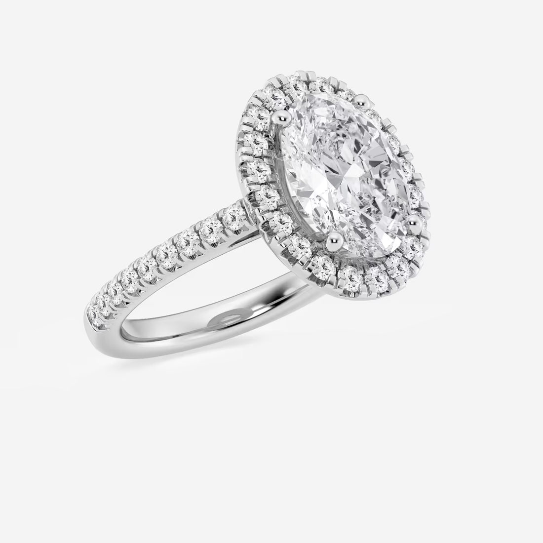 Oval Cut Lab-Grown Diamond Halo Engagement Ring