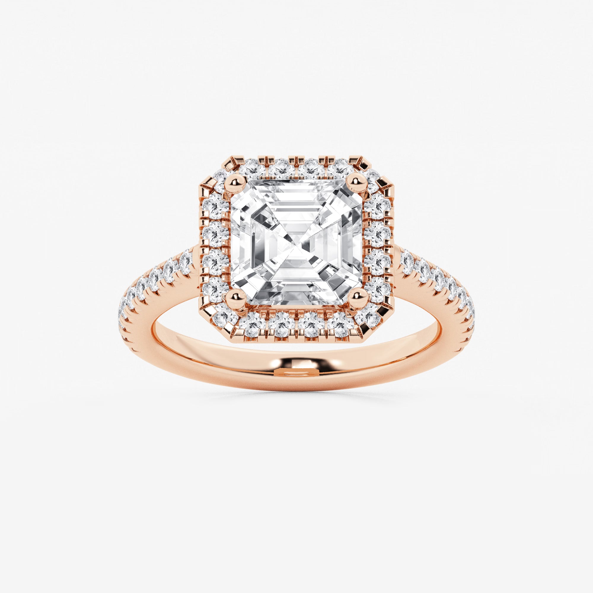 Étoile Asscher Lab Grown Diamond French Pavé Halo Engagement Ring