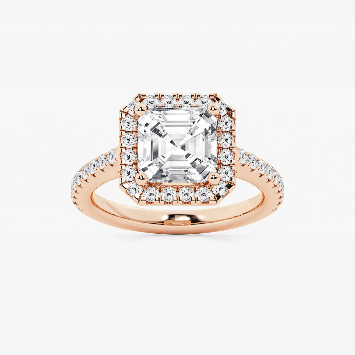 Regalia Asscher Lab Grown Diamond Double Row Halo Engagement Ring